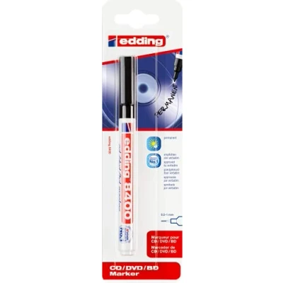Abbildung von edding 8400 CD/DVD/BD Marker schwarz 1 Stift Rundspitze 0,5 mm für die dauerhafte Beschriftung von CDs, DVDs und Blu ray Discs