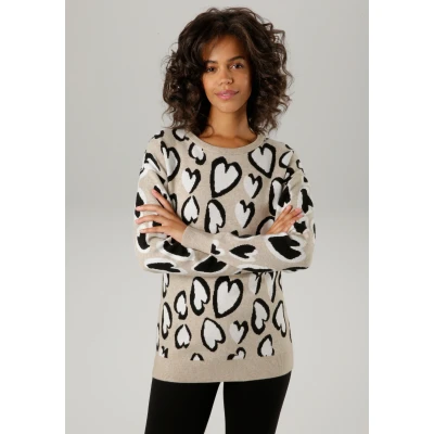 Abbildung von Aniston CASUAL Strickpullover, mit extravaganten, eingestrickten Herzen NEUE KOLLEKTION