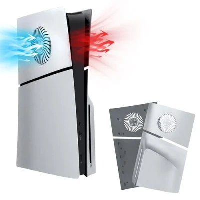 Abbildung von Mcbazel PS5 Slim Disc Frontplattenersatz Faceplates Dauerhafte ABS Schutzersatzabdeckung mit Kühlungsventilzubehör für Playstation 5 Edition Silber
