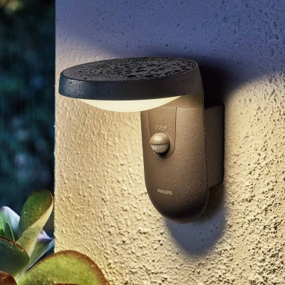 Abbildung von Philips Tyla Outdoor Wandleuchte (9 W), wetterfeste Außenleuchte mit Bewegungssensor und warmweißer LED Beleuchtung, anthrazit