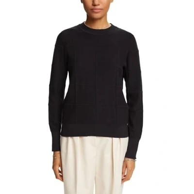 Abbildung von Esprit Strukturierter MIT Tonalem Gittermuster Strickpullover, Damen, Größe: Small, Black