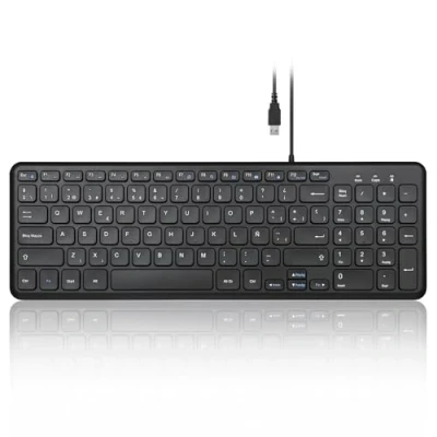 Abbildung von Perixx PERIBOARD 213B Scherentastatur mit USB Leise Kabel kompaktes Design Ziffernblock Schwarz spanischer Qwert Ñ