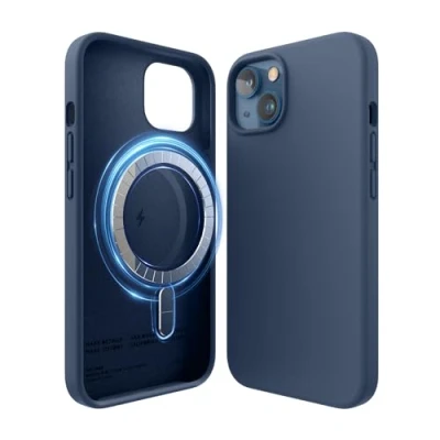 Abbildung von elago Schutzhülle aus Silikon, magnetisch, kompatibel mit iPhone 13 (6,1 Zoll), MagSafe, integrierte Magnete, Premium Flüssigsilikon, (blau)