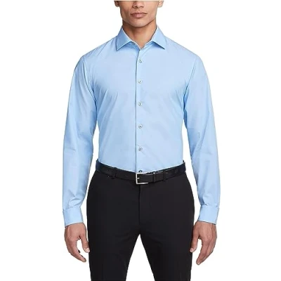 Abbildung von Kenneth Cole Herren, schmale Passform, einfarbig Klassisches Hemd, hellblau, 46 cm 47 Hals 86 89 Ärmel