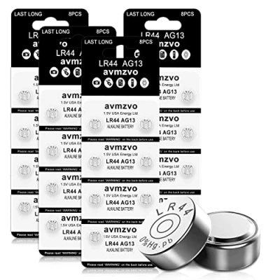 Abbildung von LR44 Knopfzelle Batterien LR 44 Batterie AG13 Knopfzellen (32 Stück) Ohne Quecksilber,1.5V,357/357A/L1154/A76/GPA76【3 Jahre LagerGarantie】