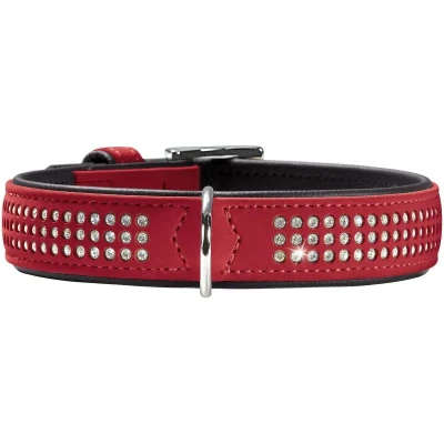 Abbildung von HUNTER SOFTIE TRILUXE Hundehalsband, Kunstleder, glitzernde Strasssteine, 55 (M), rot