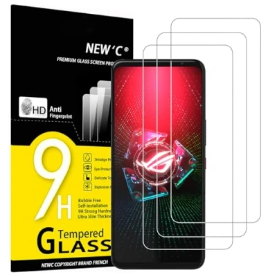 Abbildung von NEW&#039;C 3 Stück, Panzer Schutz Glas für Asus Rog phone 5/5 Pro/5s/5s Pro, Frei von Kratzern, 9H Härte, HD Displayschutzfolie, 0.33mm Ultra klar, Ultrabeständig