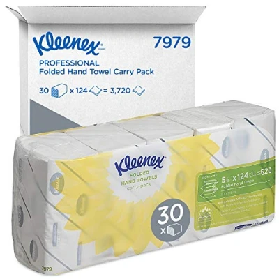 Abbildung von Kleenex Ultra Papierhandtücher 7979 30 Papiertücher für Spender Packungen x 124 Falthandtücher, weiß 2 lagig (insges. 3.720 Stück)