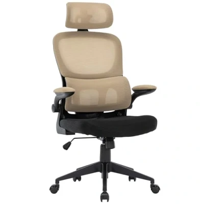 Abbildung von TRISENS Flexibler Bürostuhl in moderner Mesh Optik ergonomischer Schreibtischstuhl mit Nacken und Lordosenstütze Gamingstuhl atmungsaktiver Netzrückenlehne Wippfunktion, Farbe:Schwarz/Taupe