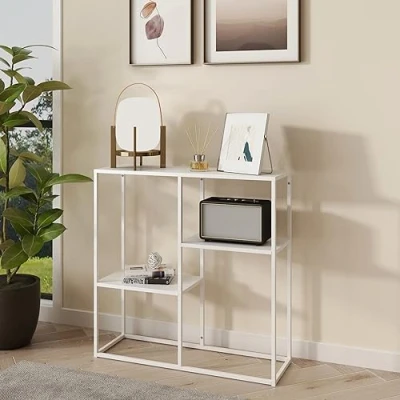 Abbildung von en.casa Konsolentisch, »Strömstad« Standregal 80x80x26 cm mit drei Ablagen Weiß