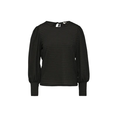 Abbildung von QS Strukturiertes Langarmshirt mit Puffärmeln schwarz M