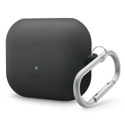 Abbildung von elago Kompatibel mit Samsung Galaxy Buds 3 Hülle &amp; Pro Hülle, Premium Silikonhülle Karabiner, Vollständiger Schutz, Drahtloses Laden, Kopfhörer Zubehör, für Männer, Frauen (Schwarz)