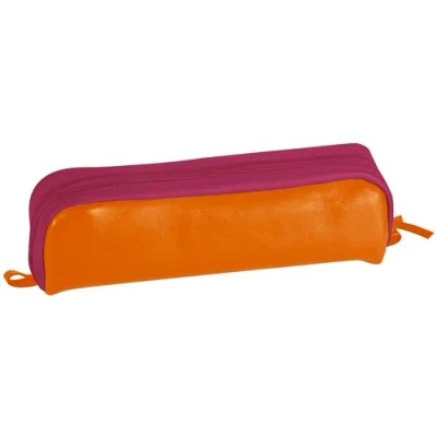 Abbildung von Clairefontaine 8399C Schlampermäppchen (aus echtem Leder, zweibarfig, rechteckig, 21 x 4 6cm) 1 Stück orange/Fuchsia
