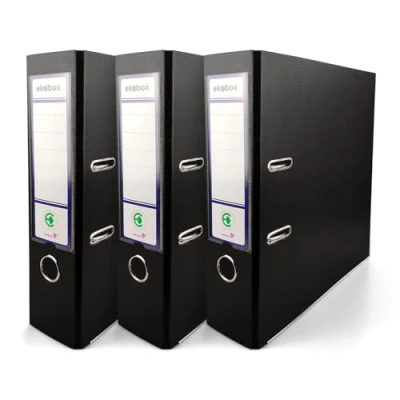 Abbildung von Netuno 3x Akten Ordner Schwarz DIN a4 Ekobox 2 Ring Mechanik Ringorder 8cm Kunststoff breit Büroordner Plastikordner Briefordner Ringmappe breiter Aktenordner PP farbig