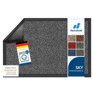 Abbildung von Floordirekt Schmutzfangmatte Rhine waschbare &amp; leistungsstarke Fußmatte Sauberlaufmatte mit Rutschfester Rückseite Türmatte für den Eingangsbereich (Anthrazit (meliert), 90 cm x 600 cm)