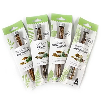 Abbildung von SNACK insects Probier Set: Mehlwürmer, Grillen, Buffalowürmer &amp; Heuschrecken Essbare Insekten zum Kochen Essen