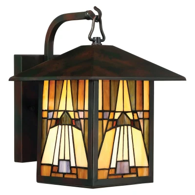 Abbildung von Quoizel QZ INGLENOOK2 M Wandleuchte Inglenook Bronze 1xE27 H:31,4cm L:26,1cm B:21,5cm IP44 dimmbar