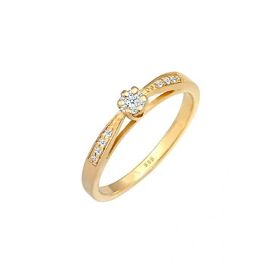 Abbildung von Elli DIAMONDS Ring Damen Blume Motiv Edel mit Diamant (0.16 ct.) in 585 Gelbgold