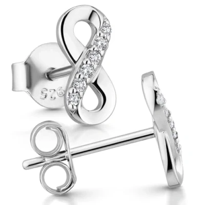 Abbildung von Materia Paar Creolen Damen Unendlichkeit / Infinity Zirkonia SO 410, 925 Sterling Silber, rhodiniert