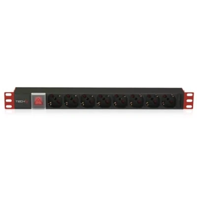 Abbildung von Techly 25725 Multipresa 8 Posti da Rack 19&quot; Connettore C14 Con Interruttore 1 HE 1HE I CASE STRIP 81V, 50 W, 250 V, Schwarz, One Size