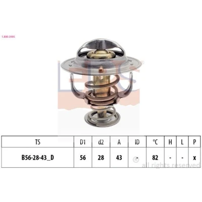 Abbildung von EPS 1.880.399S Kühlwasserthermostat 82 56 Made in Italy OE Equivalent ohne Dichtung TOYOTA: MR2 II Coupe, Avensis Kombi, Corolla Verso