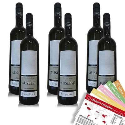 Abbildung von Hügelland Auslese QbA, feinfruchtig, sortenreines Weinpaket + VINOX Winecards (6x0,75l)