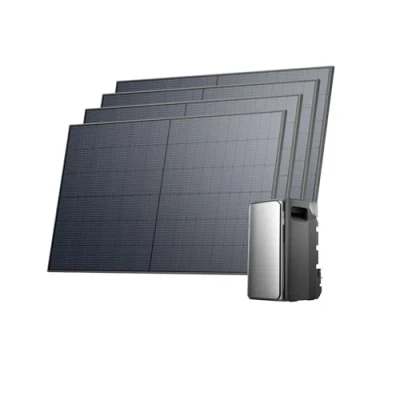 Abbildung von ECOFLOW STREAM Ultra Balkonkraftwerk mit Speicher 2080W, 1,92kWh für Balkonkraftwerk, 4x 520W Solarpanel, 2300W Dual AC Anschlüsse, erweiterbar auf 11,52 kWh, 6000 Ladezyklen, KI, Plug&amp;Play
