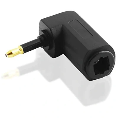 Abbildung von BestPlug Optischer Audio Adapter, Opto Toslink 3,5mm Klinke Stecker männlich 90 abgewinkelt auf Buchse Kupplung weiblich, geeignet für 2.1 5.1 und 7.1 Dolby Surround, Schwarz