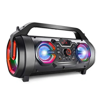 Abbildung von TENMIYA Bluetooth Lautsprecher, 30W Musikbox mit Subwoofer, FM Radio, RGB Licht. 10h Akku Outdoor Boombox für Party