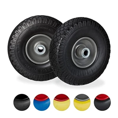 Abbildung von Relaxdays 2x Sackkarrenrad, pannensichere Vollgummireifen, 3.00 4&quot; Stahlfelge, 20mm Achse, 100kg, 260x85mm, schwarz grau