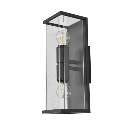 Abbildung von Lucande Außen Wandleuchte Annalea, Leuchtmittel nicht inklusive, Modern, Aluminium, Glas, dunkelgrau, klar, 2 flammig, E27