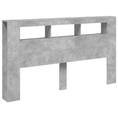 Abbildung von vidaXL LED Kopfteil, Bettkopfteil mit Leuchten, Betthaupt Ablagen, Bettzubehör Schlafzimmer, Betongrau 180x18,5x103,5cm Holzwerkstoff