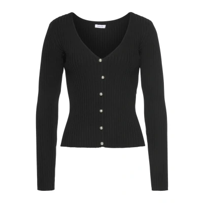 Abbildung von LASCANA V Ausschnitt Pullover, mit Zierperlen, figurbetonter Strickpullover, elastisch