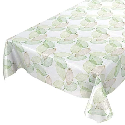 Abbildung von ANRO Tischdecke Wachstuch Blumen Grau Robust Wasserabweisend Breite 140 cm, Geprägt