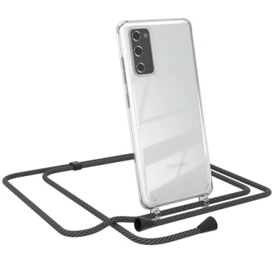 Abbildung von EAZY CASE Handytasche zum Umhängen kompatibel mit Samsung Galaxy S20 FE / 5G, Handyhülle Band, Bildschirmschutz, Handy Lanyard in Schwarz/Anthrazit Clips Schwarz