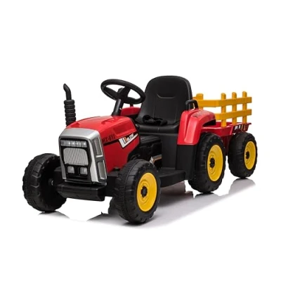 Abbildung von Elektro Kindertraktor mit Anhänger 12V Rot