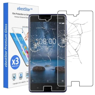 Abbildung von ebestStar kompatibel mit Nokia 8 Panzer Schutz Glas (x3 Stück) Schutzfolie, 9H gehärte Schutzglas, HD Displayschutz, Ultrabeständig