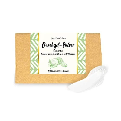 Abbildung von puremetics Zero Waste Duschgel Pulver “Limette“ (100g = 400ml) für alle Hauttypen vegan &amp; plastikfrei