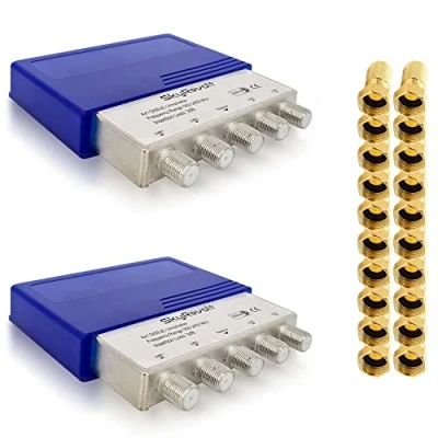 Abbildung von SkyRevolt 2X DiSEqC Schalter 4/1 SAT Umschalter Wetterschutzgehäuse Satellitenweiche TV Switch Verteiler Splitter 20x F Stecker