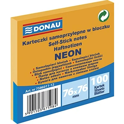 Abbildung von DONAU 7586011 12 Notes Würfel Haftnotizen neon orange Selbstklebende Haftnotizzettel Sticky 76X76mm, 1x100 Blatt, Notizblock klebend für Büro Schule,