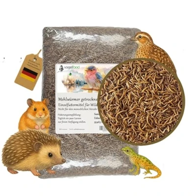 Abbildung von Samore 5 kg Mehlwürmer getrocknet Vogelfutter Fisch Futter Nager Vögel Reptilien Igel