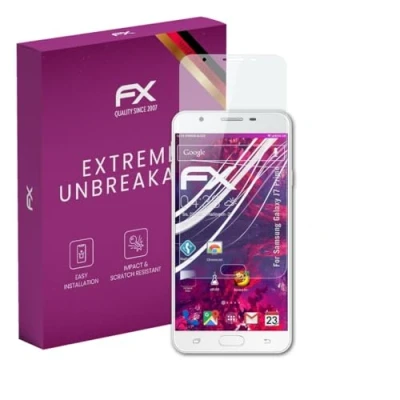 Abbildung von atFoliX Glasfolie kompatibel mit Samsung Galaxy J7 Prime Panzerfolie, 9H Hybrid Glass FX Schutzpanzer Folie