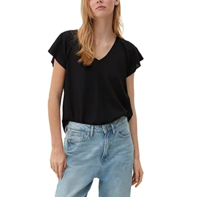 Abbildung von QS by s.Oliver MIT V Ausschnitt Bluse, Damen, Größe: 36, Schwarz