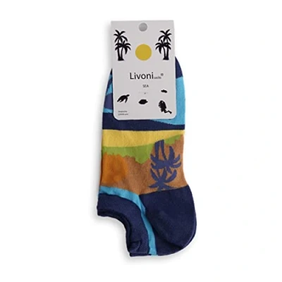 Abbildung von Livoni Unisex Cotton Sneaker Socks with Colorful and Fun Designs, Size: 43 46, Model Name: Sea Sight Low