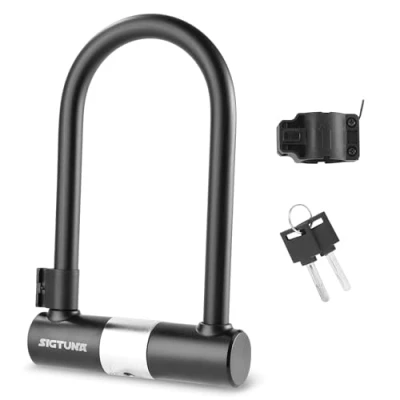 Abbildung von SIGTUNA Fahrradschloss 18 mm Schweres Fahrrad Bügelschloss fürs Rennrad, Mountainbike, E Bike, Klapprad mit Halterung, 2 Schlüssel