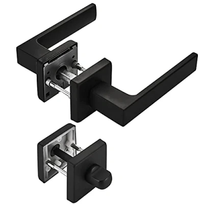 Abbildung von SO TECH® Drückergarnitur Türdrücker CUBE schwarz 120 x 22 mm Vierkant 8 mm, Bad / WC Türen Rosettengarnitur