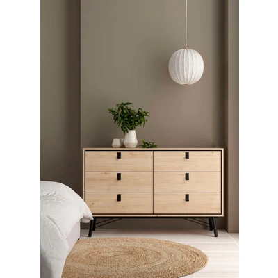 Abbildung von Home affaire Kommode &quot;Ry Aufbewahrung, Schubladenschrank, Stauraum,&quot;, mit 6 Schubladen, Massivholzbeine, Höhe 95 cm