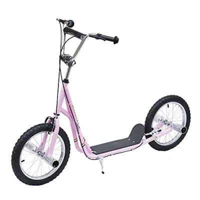 Abbildung von Kinderroller mit Luftreifen Scooter Tretroller Kickboard 16 Zoll Rosa