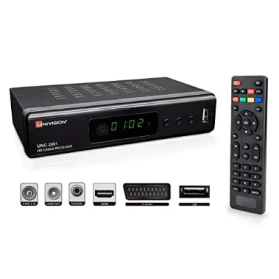 Abbildung von Full UNC2001 HD digitaler Kabel Receiver DVB C / C2 für alle Anbieter mit HDMI SCART USB Auto Installation Mediaplayer 1080p MKV LED Display Loop Out