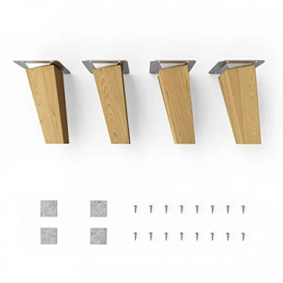 Abbildung von Sossai® Holz Tischbeine Clif Square Öl Finish Höhe: 12 cm HMF4 eckig, konisch (schräge Ausführung) Material: Massivholz (Eiche) für Tische, Beistelltische, Schminktische